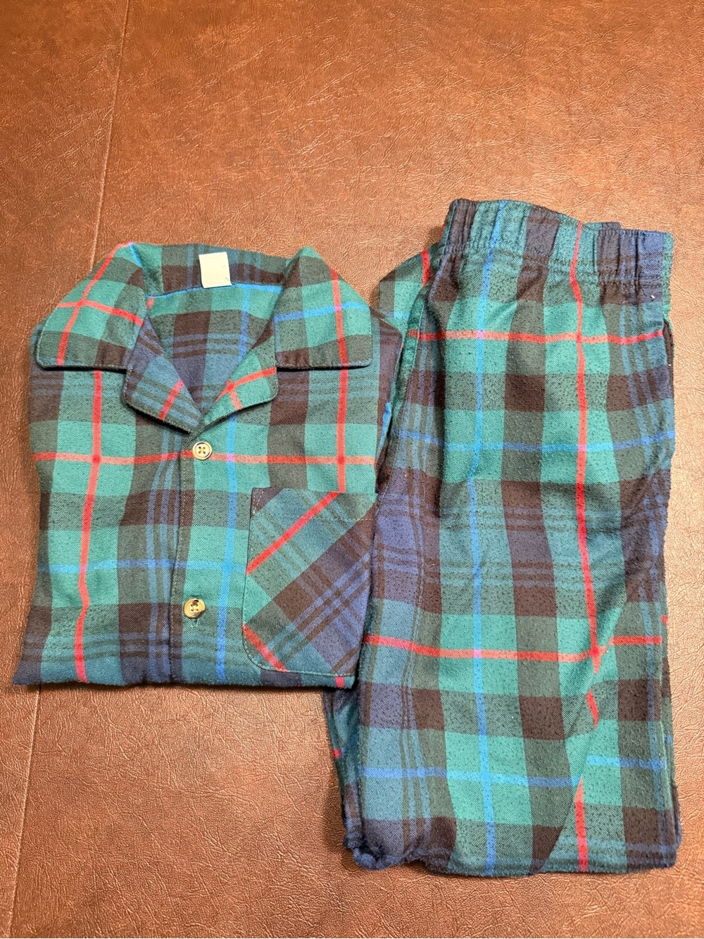 Kids Green & Blue Plaid Flannel Pajama Set